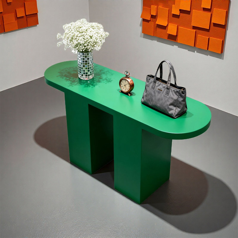 Table rétro ovale verte, H 29,53 po x l 78,74 po x P 23,62 po