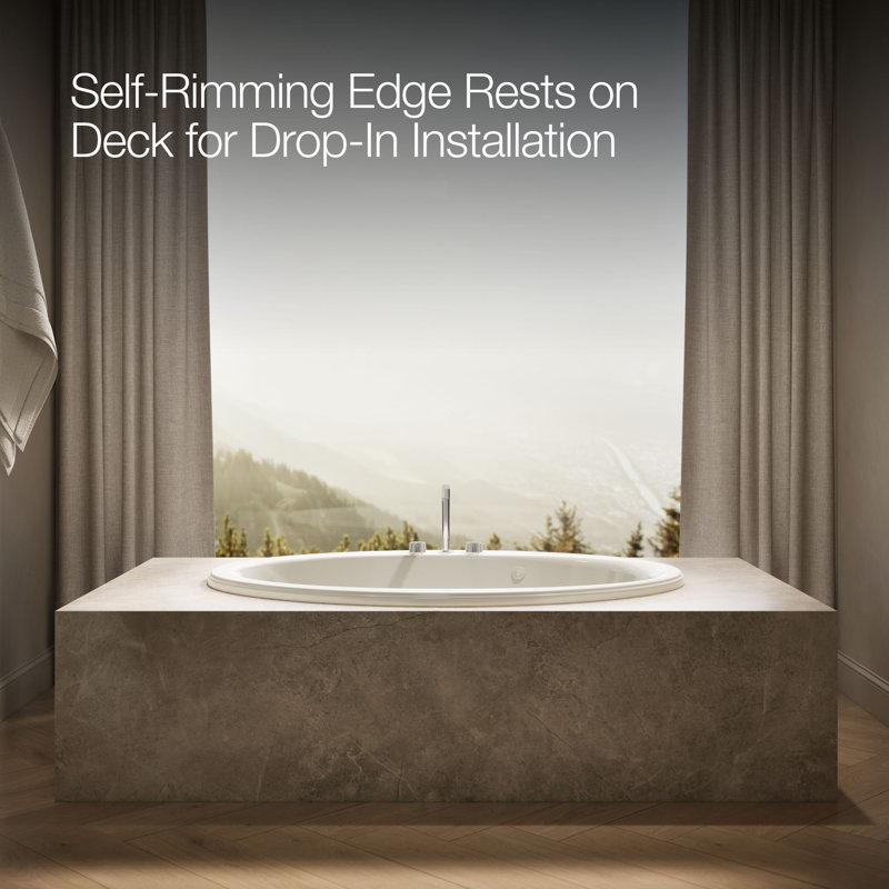 Sunward® 60" x 42" Drop in Whirlpool Acrylic Bathtub, Biscuit