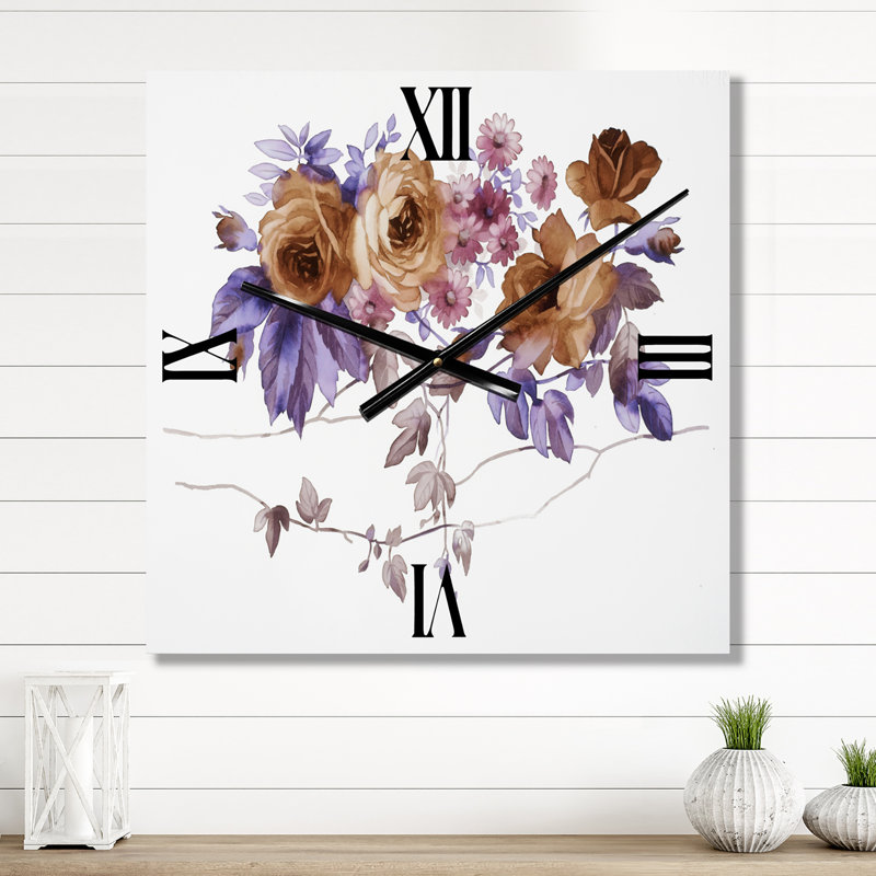 Horloge murale mauve Wildflowers IV, Très grand