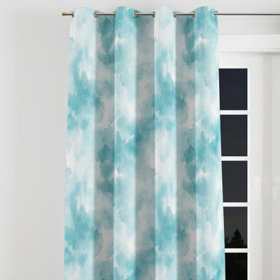Abstract Room Darkening Curtains - Blue Seafoam Air Grommet Curtain - 1 Panel