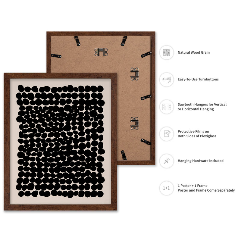 Galets noirs, Poster, 18"H x 24"W, Brown Framed