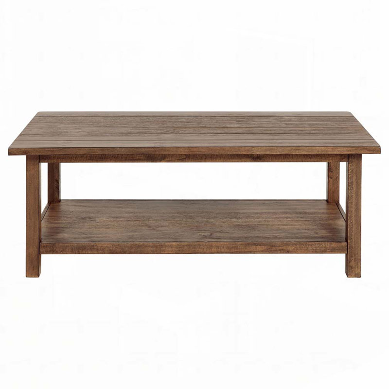 Table basse en bois avec tablette, Brun délavé