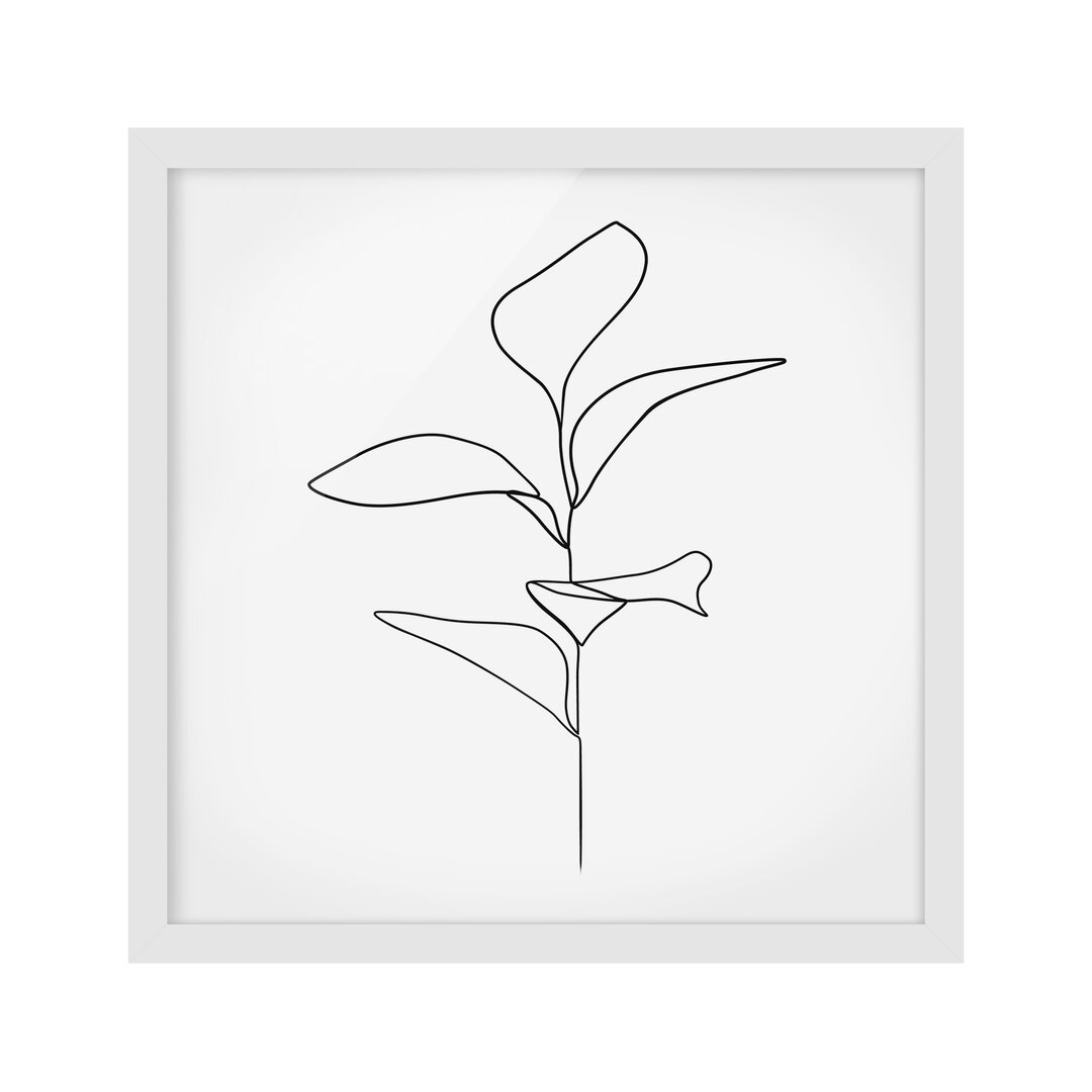 Gerahmtes Poster Line Art Plant Leaves