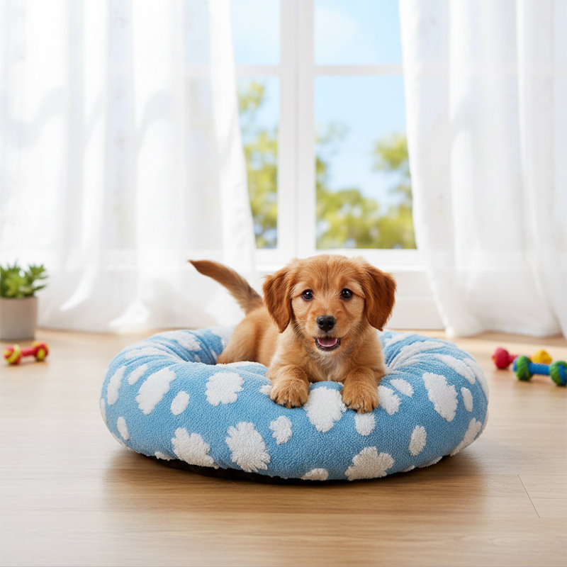 Plush Fabric, PP Cotton Nest Pet Bed