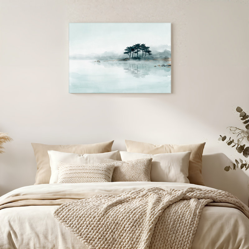Art mural sur toile Misty Trees in Pale Blue, H 20 po x l 30 po