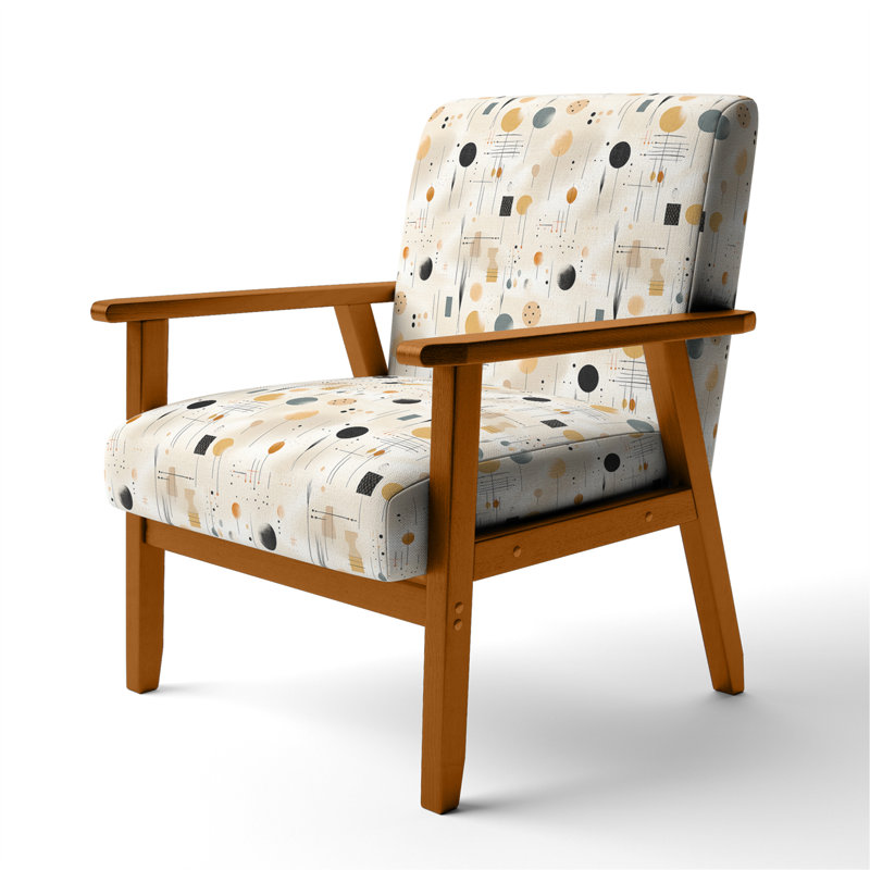 Boho Minimalism Beige Ferns Pattern I - Upholstered Floral Accent Chair and Cottage Arm Chair - Multiple Color
