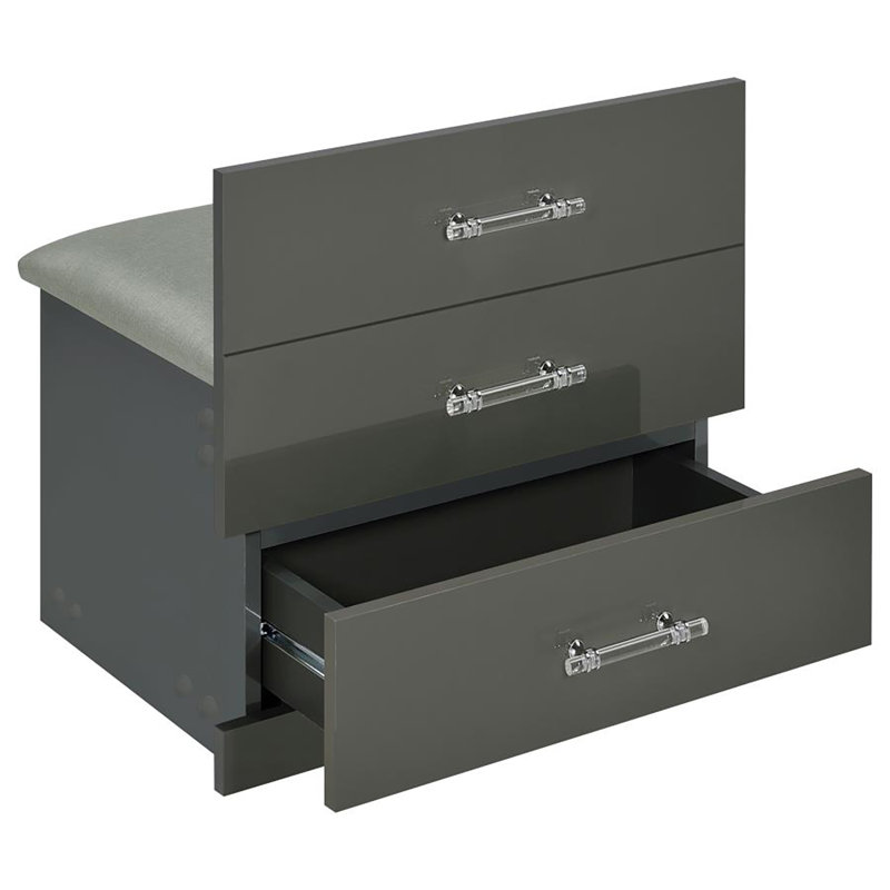 Cushign 3-drawer Makeup Vanity & Stool Set, Gray