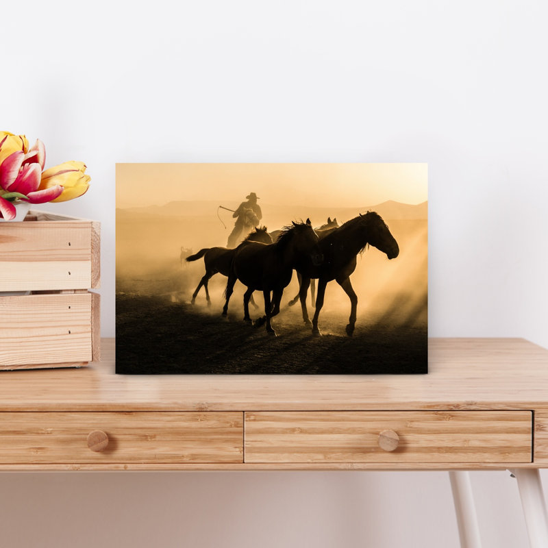 Run between horses 1 Piece Wrapped Canvas Wall Art, 30.48 cm H x 45.72 cm W