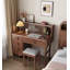 Ensemble de coiffeuse Mid-Century en bois avec miroir à DEL rabattable et plusieurs tiroirs
