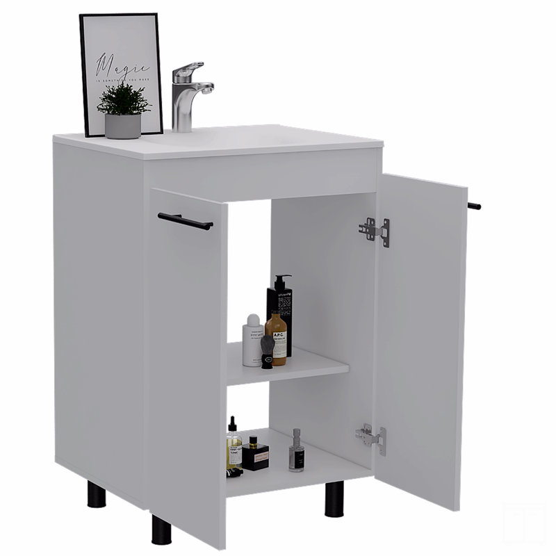 Armoire 24 po, porte double, deux tablettes