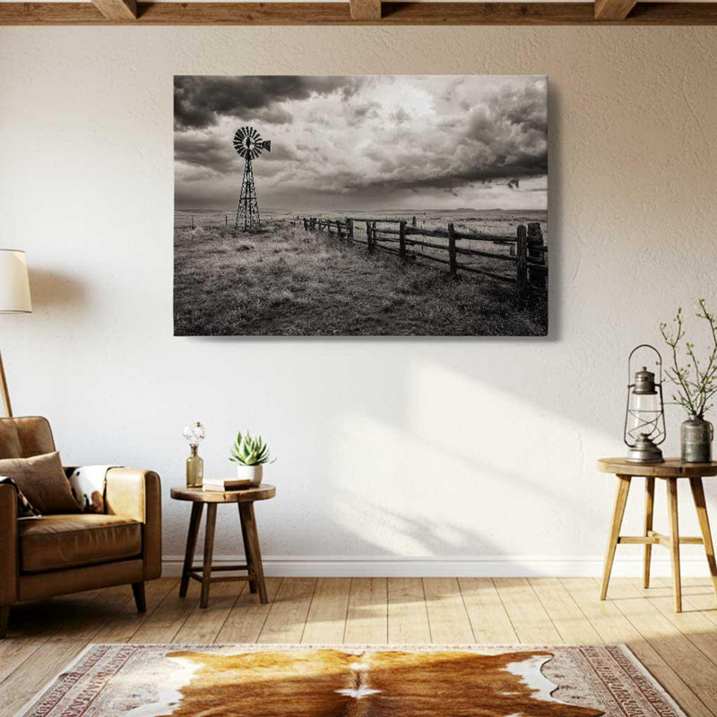 Impression sur toile Texas Windmill - Rustic Farmhouse Wall Art, H 12 po x l 18 po