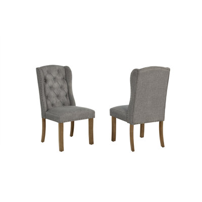 Winged Dining Chairs With Button Tufted Back