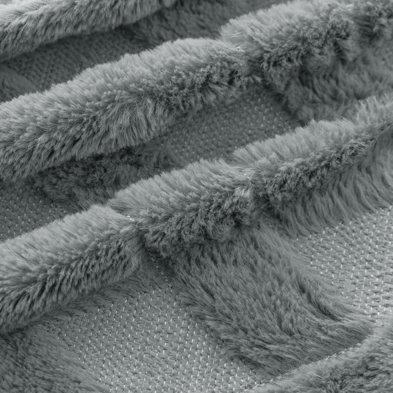 Ensemble de 2 housses décoratives en peluche 18 po pour salon et chambre à coucher, Gris