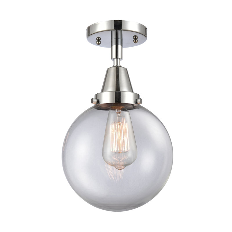 Amede Glass Flush Mount, Clear, 12.75" H x 8" W x 8" D, Polished Chrome