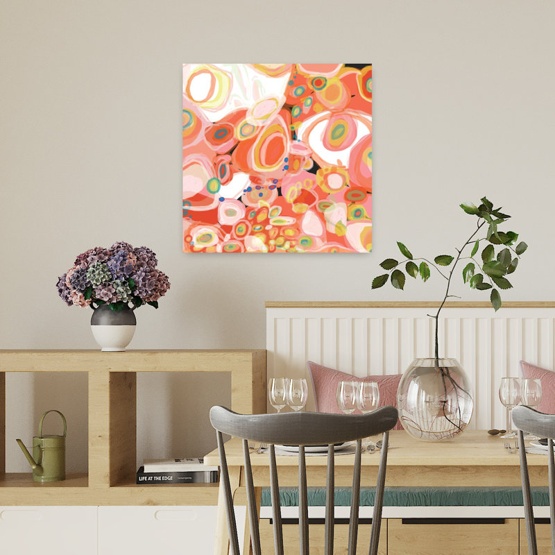 Pastèque, cocktail, art contemporain abstrait, H 18 po x l 18 po