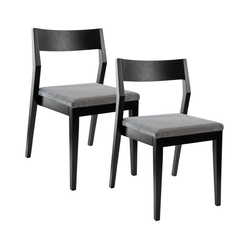 Structure de chaise de salle à manger (paquet de 2) avec coussin graphite, Noir