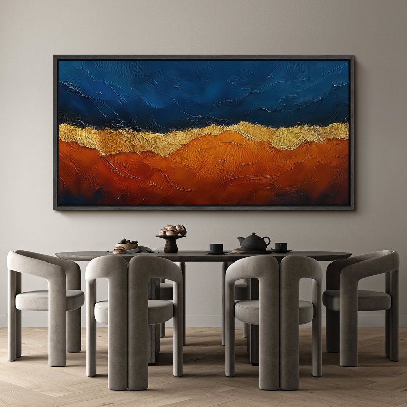 Grande impression sur toile encadrée, impression de paysage abstrait neutre pour décoration murale moderne minimaliste, Noir