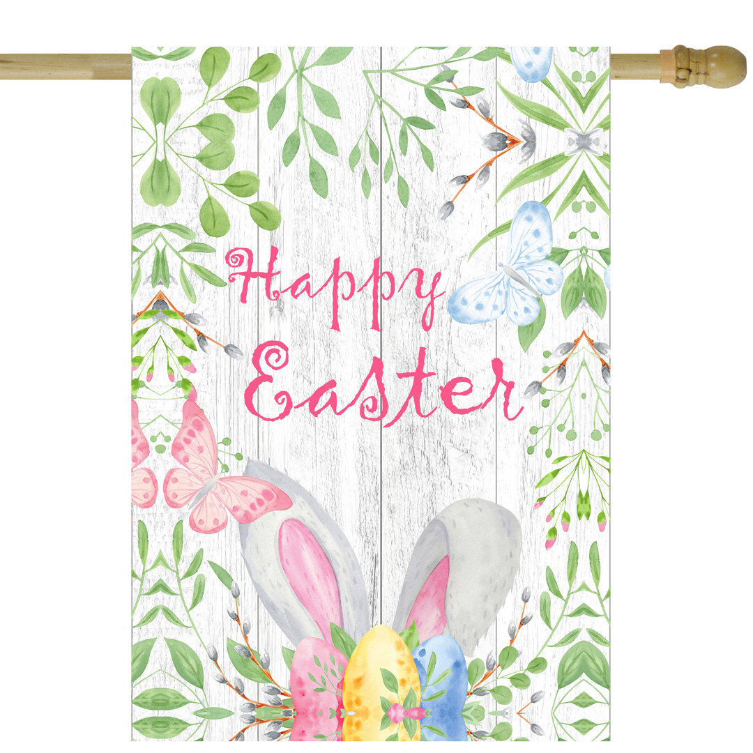 Happy Easter Bunny Ears Outdoor House Flag 28" x 40" Northlight Seasonal