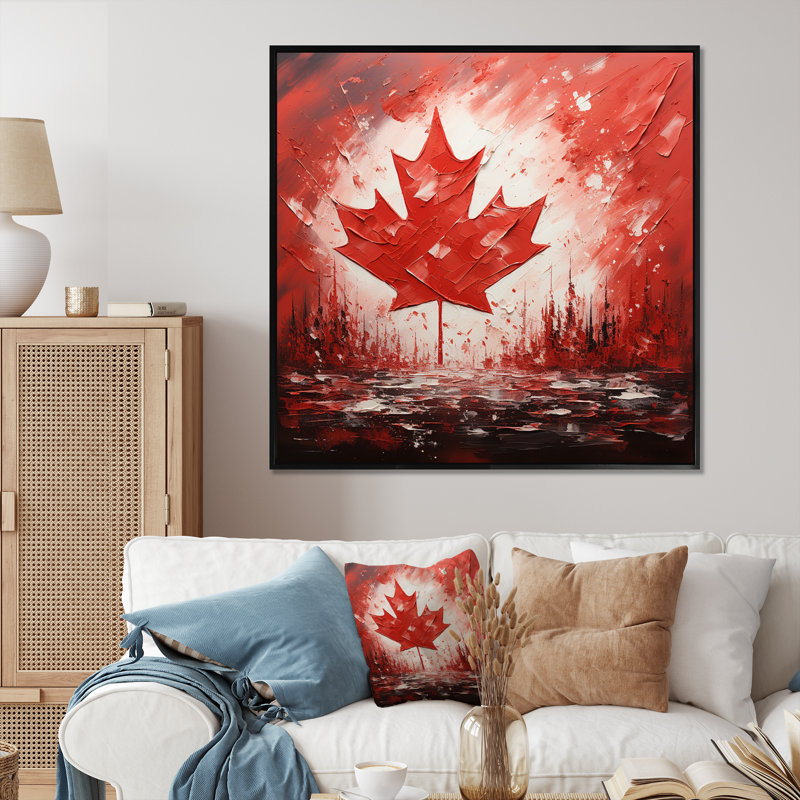 Drapeau Berley drapeau canadien I - impression, H 30 po x l 30 po x P 1 po, Cadre flottant noir
