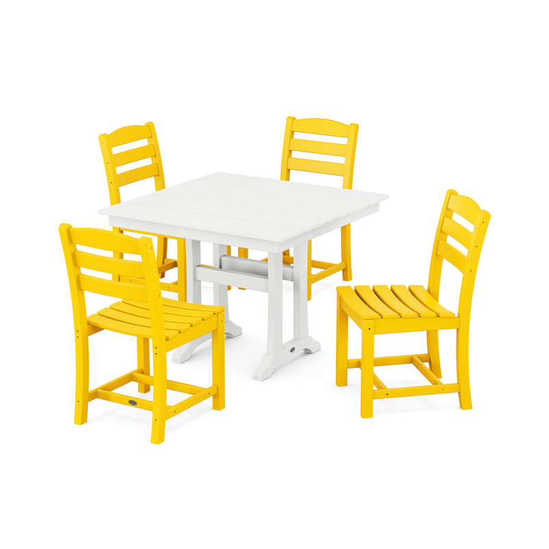 Ensemble de salle à manger 5 pièces POLYWOOD La Casa Café, Citron / blanc