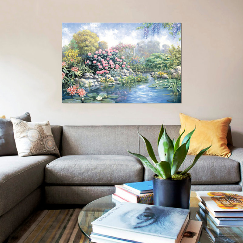 « rhododendron », impression sur toile, H 18 po x l 26 po x P 1,5 po, Pas de tapis, Toile avec cadre noir