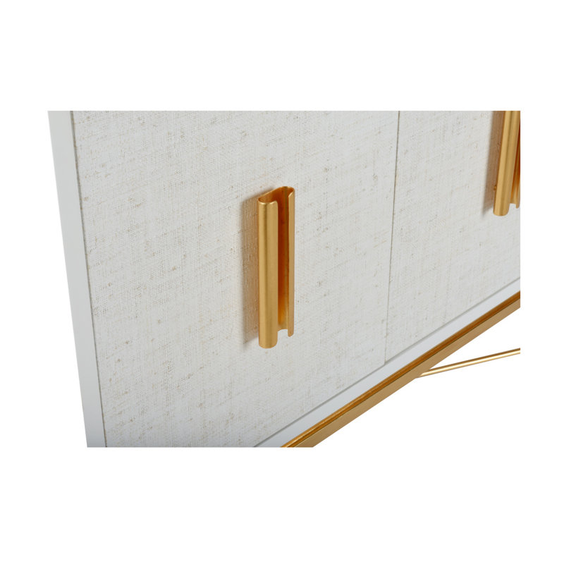 The Sensual Side Of Sleek 84'' W Sideboard, White/Antique Gold Leaf