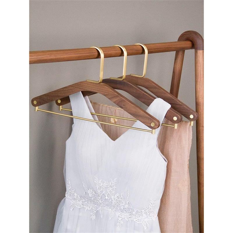 Solid Wood and Brass Clothes Hanger, 10