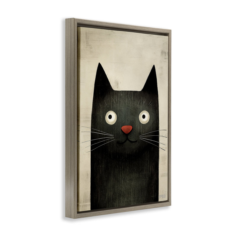 Chat souriant souriant, toile flottante brune encadrée par Roozbeh Bahramali, Cadre flottant orme Montalcino