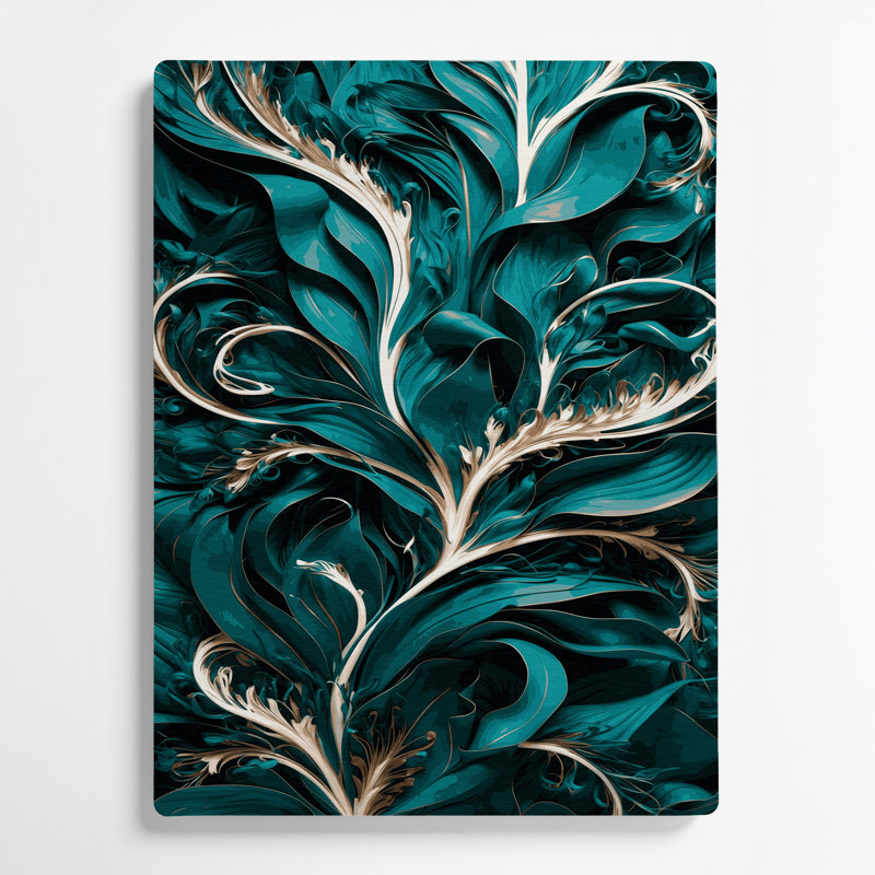 Abstrait floral 15, art mural en métal bleu, H 8 po x l 10 po