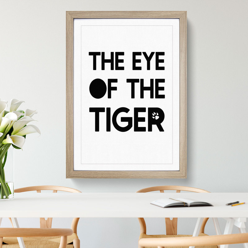 Eye of the Tiger - Picture Frame Typography, 65cm H x 48cm W x 2cm D, Oak