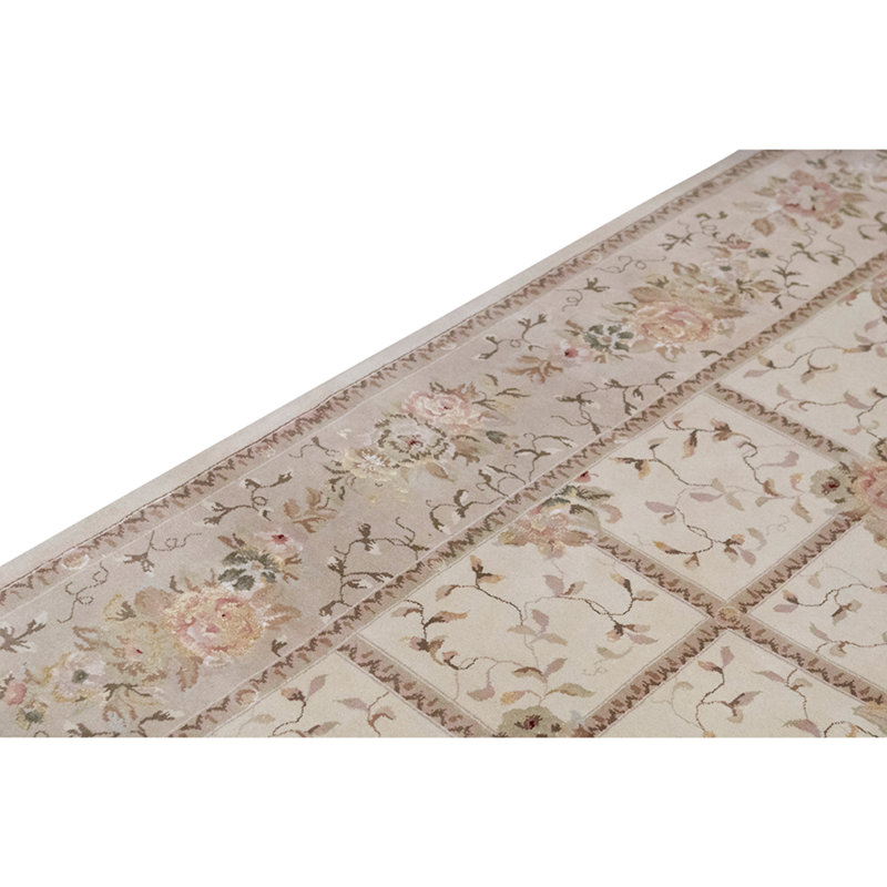Tapis brun / beige de haute qualité noué à la main