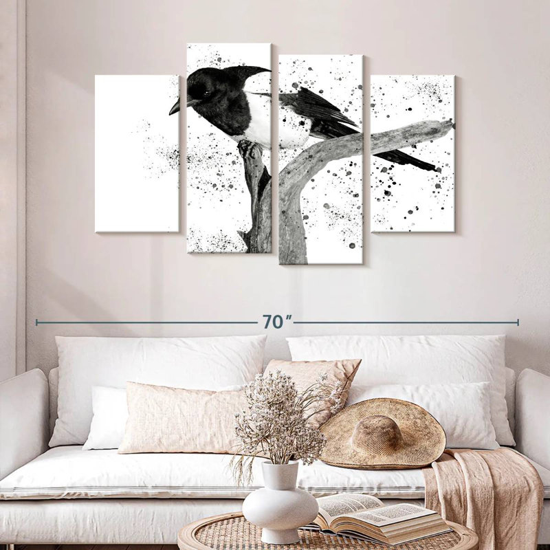 Black And White Bird, H 32 po x l 52 po