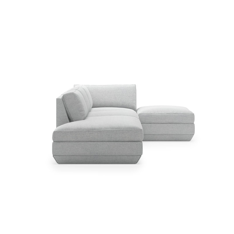 Podium Modular 4-Piece Lounge Sectional B, Bayview Silver Performance Twill, Right Hand Facing