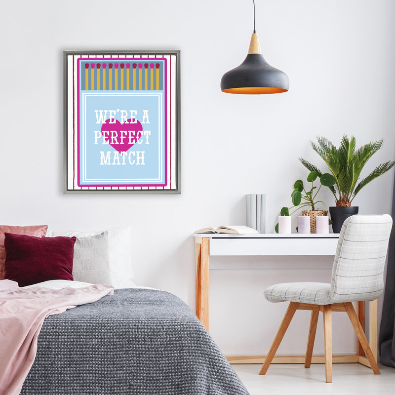Cadre flottant We Are A Perfect Match, design par Lil 'Rue, 21 x 17, Cadre flottant gris lustré