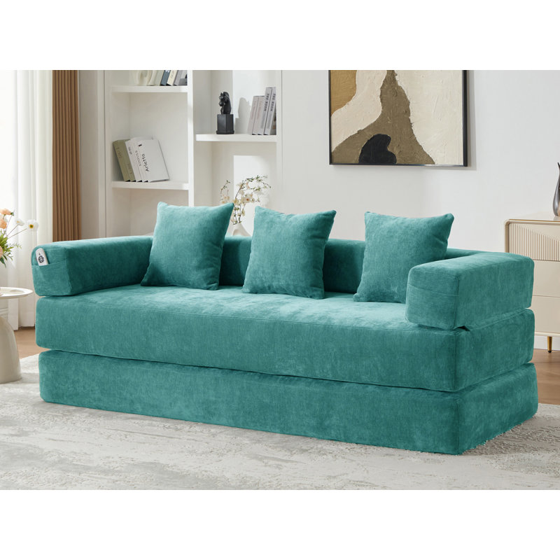 Convertible Sleeper Sofa, Foldable Floor Couch No Assembly, Blue