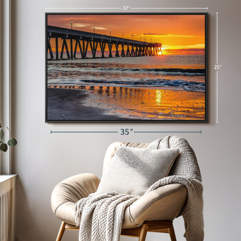 "Sunrise In Wrightsville Dock Art", H 25 po x l 37 po