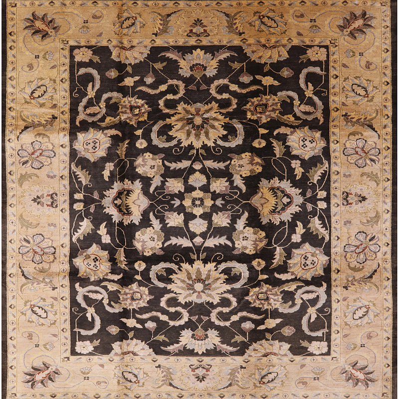 Tapis noir / jaune Swift, Carré 8 pi
