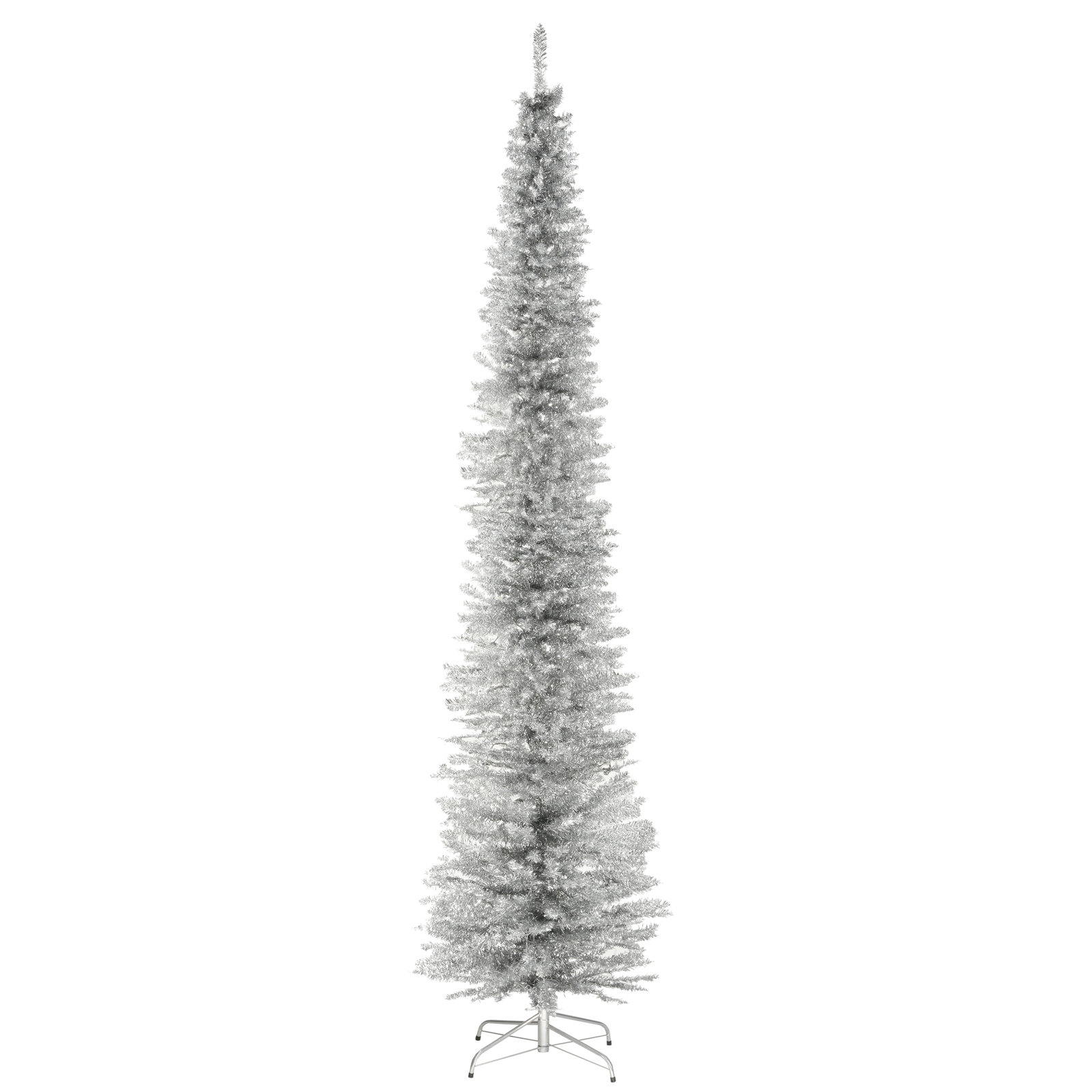 The Holiday Aisle® Silver Tinsel Tree, 9'