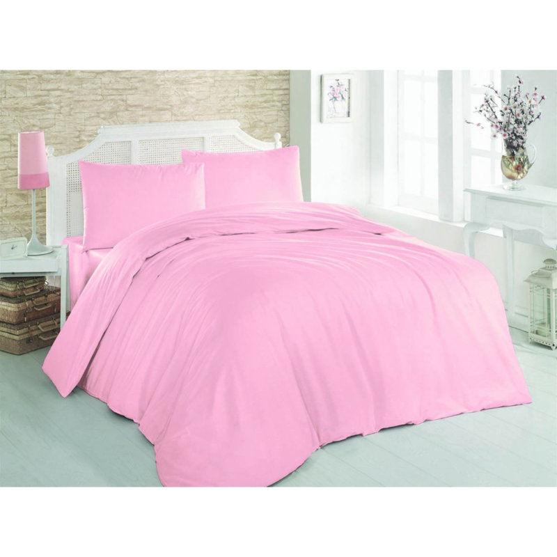 Asinat Light Blue 100% Cotton Duvet Cover Set, Twin Duvet Cover + 1 31" x 31" Pillowcase, Dusty Rose