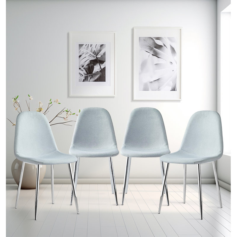 Mose 45cm H Fabric Upholstered Metal Upholstered Back Side Chair in Grey, Silver, 4