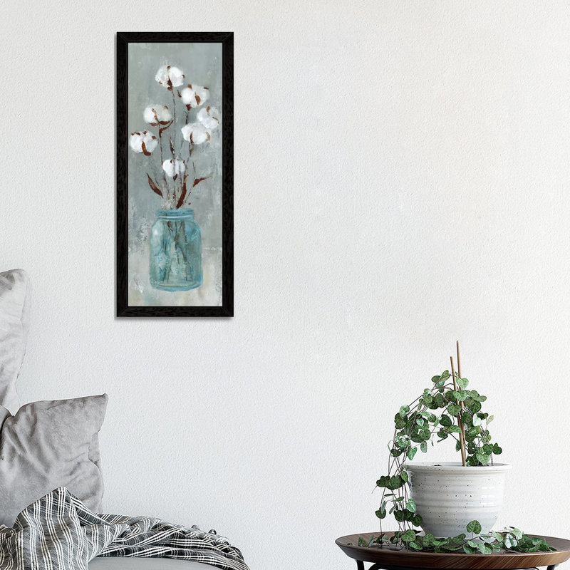 Stalks Of Cotton II by Carol Robinson - Panoramic Print on Canvas, 121.92 cm H x 40.64 cm W, Black Floater Framed