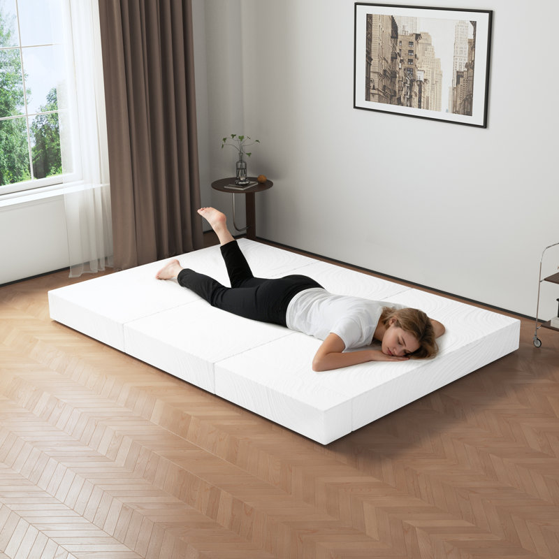 10cm & 15cm Medium Firm Foam Futon Mattress, Infused Memory Foam Mattress with Protective Cover, Small Double (4'), 10cm