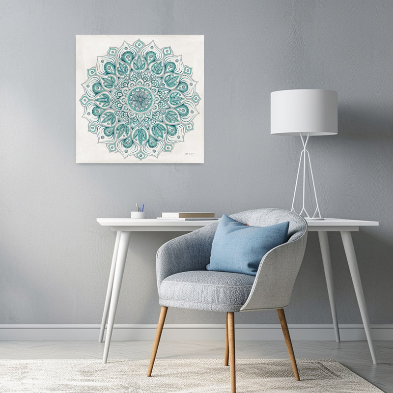 Spirale mandala, art floral vert, H 24 po x l 24 po