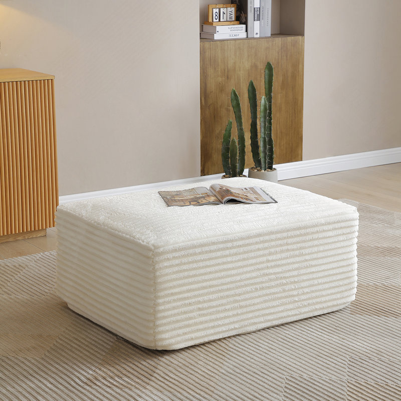Repose-pieds en velours côtelé Corduroy, Beige