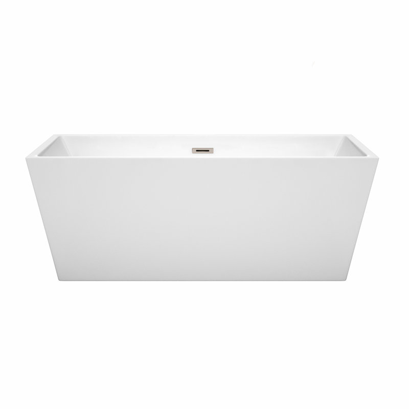 Sara 63'' x 32'' Soaking Acrylic Bathtub, Brushed Nickel