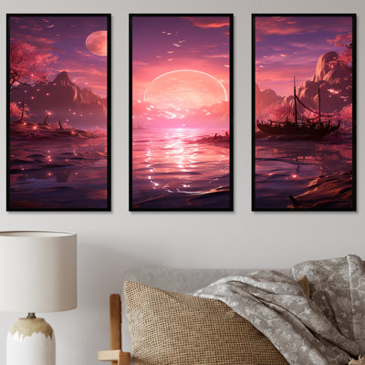 Gloomy Sunset By The Lake II - Abstract Landscape, art mural