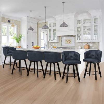 Tabouret de comptoir pivotant avec siège rembourré et structure en métal, ensemble de 6
