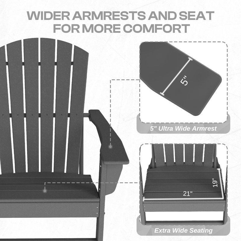 Chaise Adirondack d'extérieur Hdpe, Gris