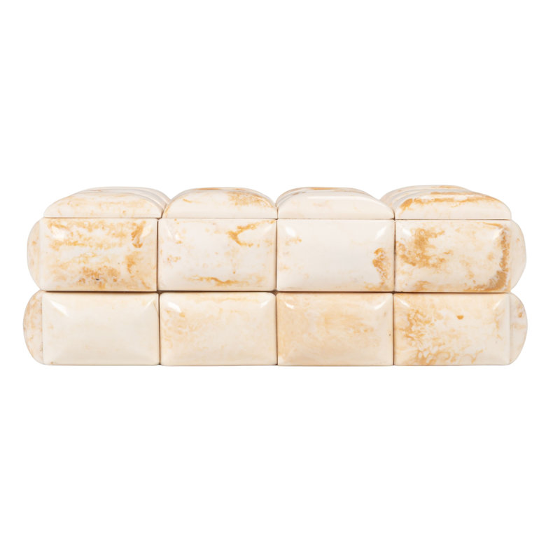 Boîte cloutée en résine marbrée, Blanc