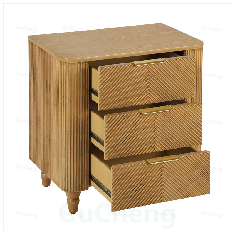 Table de chevet cannelée Mid-Century, Brown